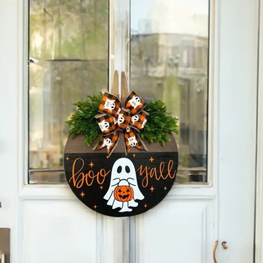 Booo Y'all Halloween Ghost Pumpkin Door Decoration